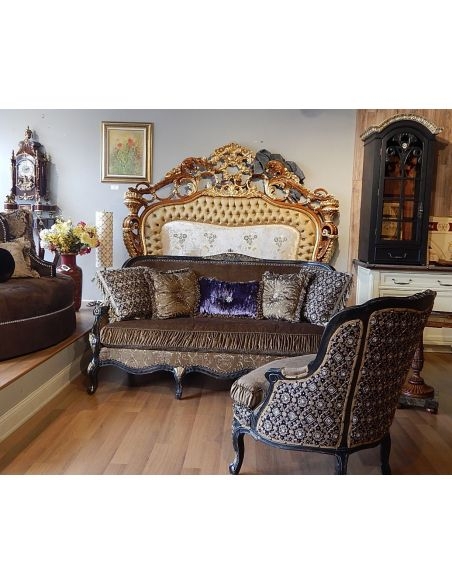 Upholstered Sofa Fringe Trim Accents Victorian Style Sofa