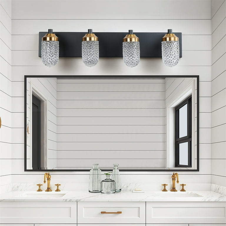 Vanity Light: Four Light Design with Honeycomb Glass Shades