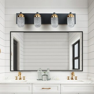 Vanity Light: Four Light Design with Honeycomb Glass Shades