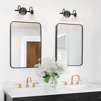 Vanity Light: Modern Matte Black Finish with Glass Globes