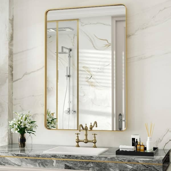 Vanity Mirror with Brushed Gold Frame and Bathroom Mirror