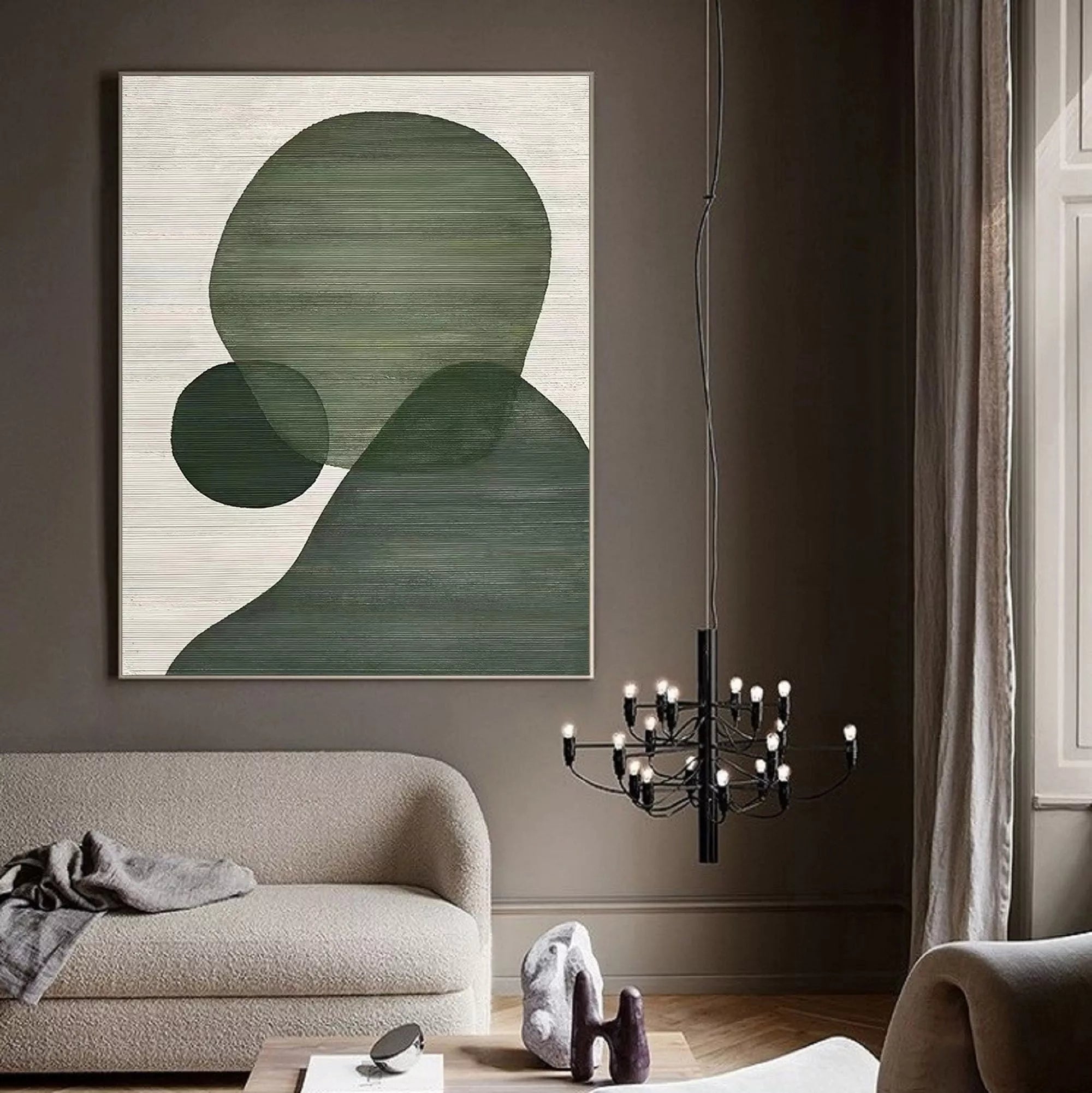 Vertical Canvas Art Earthy Green Palette Moss Decor
