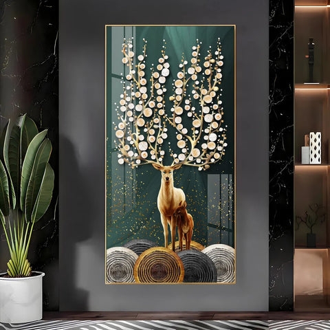 Vertical Wall Art Tree Like Antlers Glossy Glam Decor