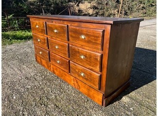 Vintage Chest Of Drawers 1920s Amber Wood Nine Drawer Unit
