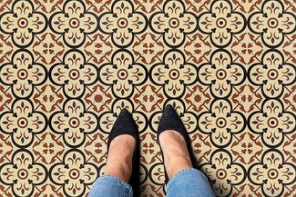 Vinyl Floor Tiles in Burch Pattern Peel and Stick DIY Style