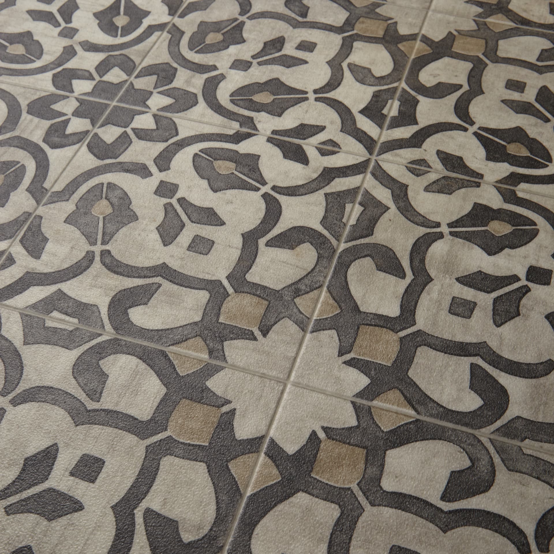 Vinyl Flooring featuring Iron Grey Filigree Medallion Motif