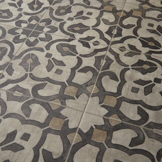Vinyl Flooring featuring Iron Grey Filigree Medallion Motif