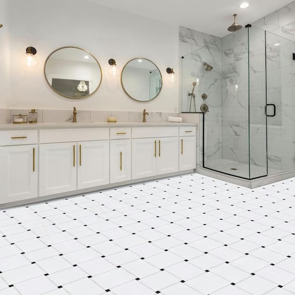 Vinyl Flooring incorporating Black Dot Master Bathroom Design