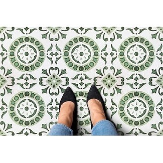 Vinyl Flooring offering Sage Green Medallion Floral Pattern