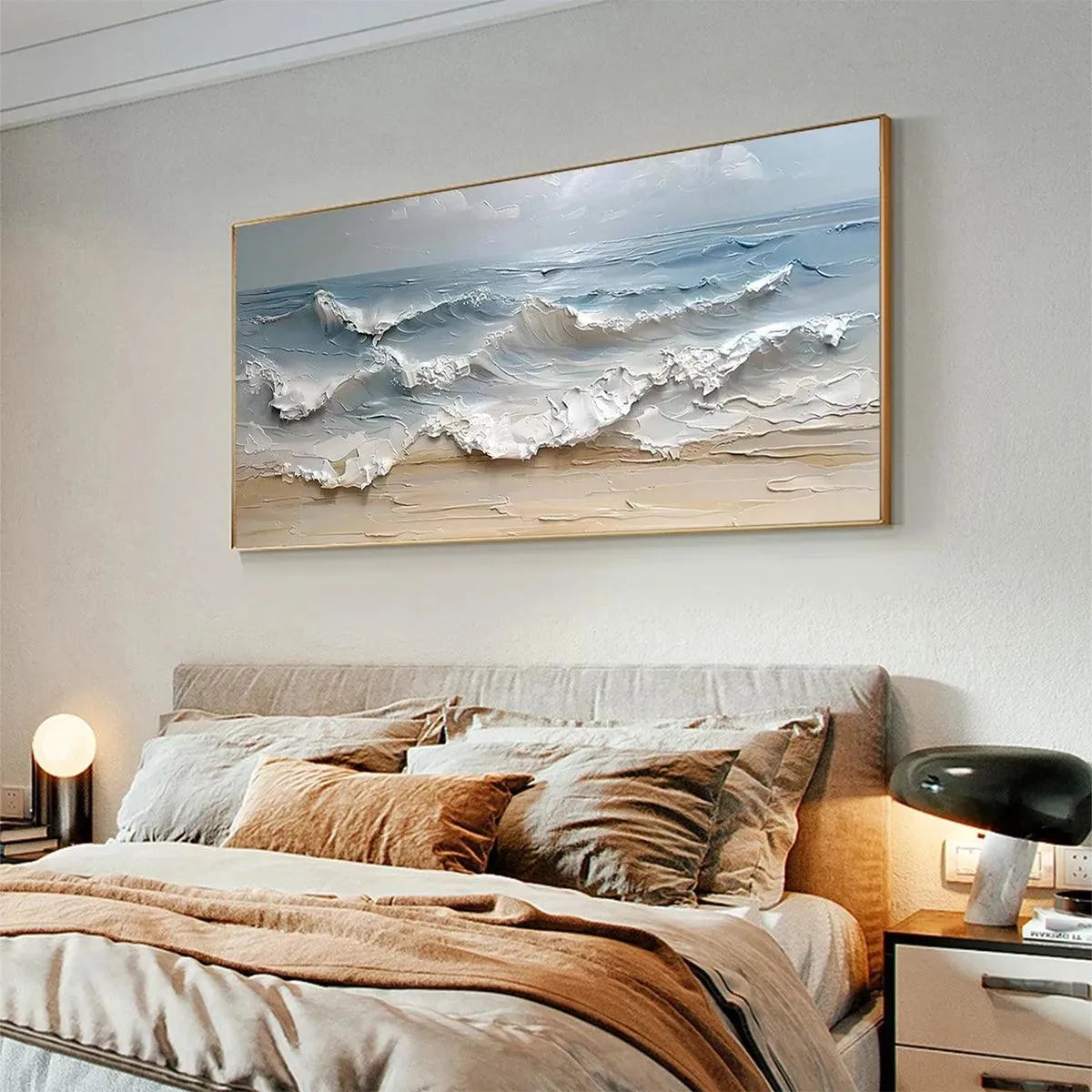 Wall Art 3D Ocean Effect Oversized Textured Ocean Wave Painting
