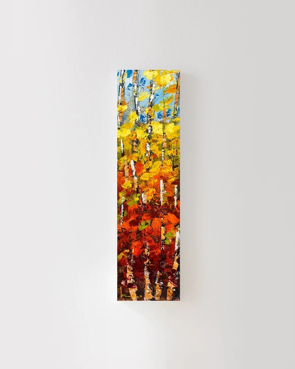 Wall Art 8x36 Dimensions Tall Narrow Autumn Birch Print