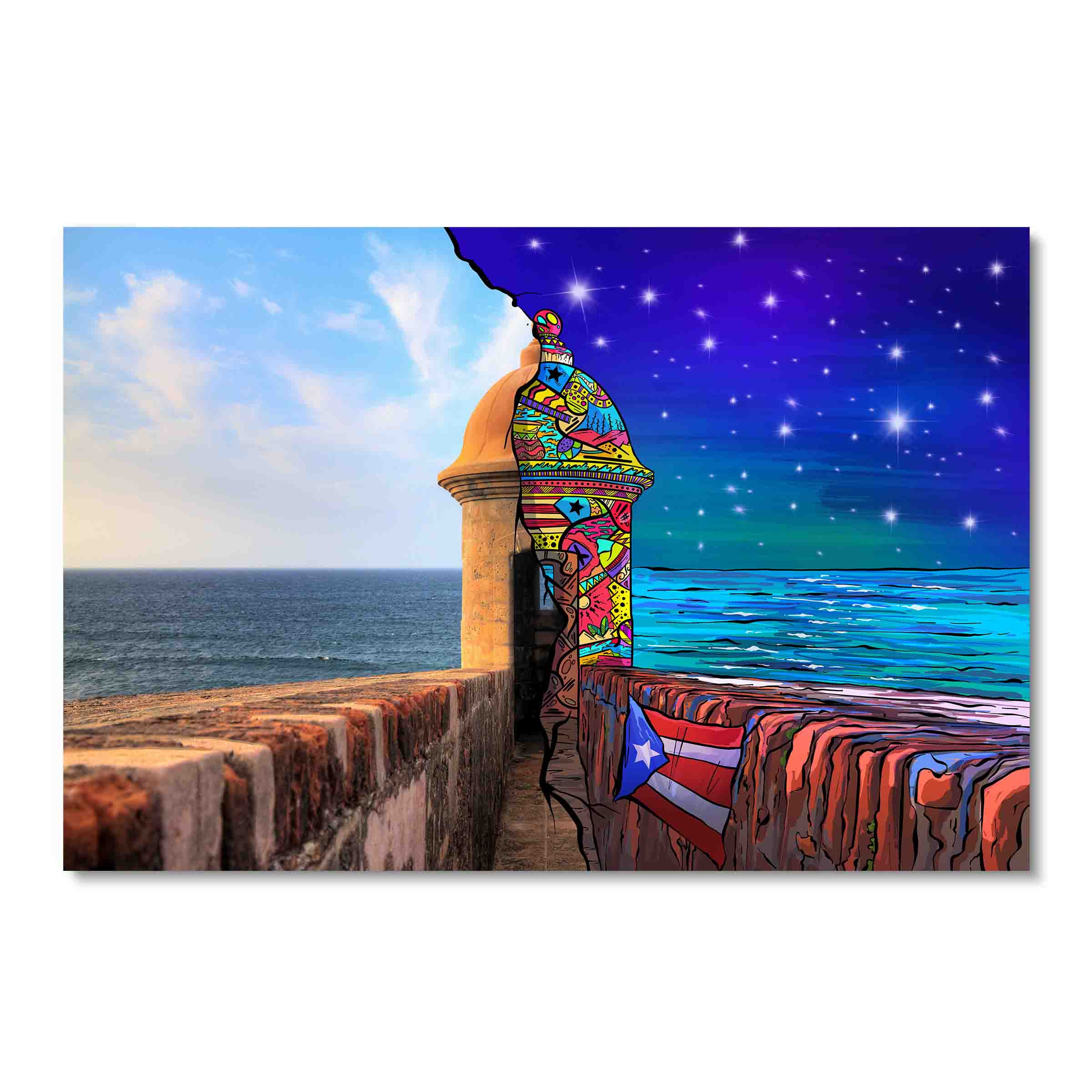 Wall Art featuring Split Composition El Morro Guard Tower