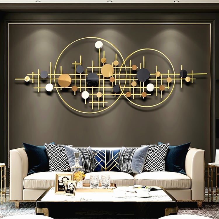 Wall Art Intersecting Circles 3D Geometric Metal Sculpture