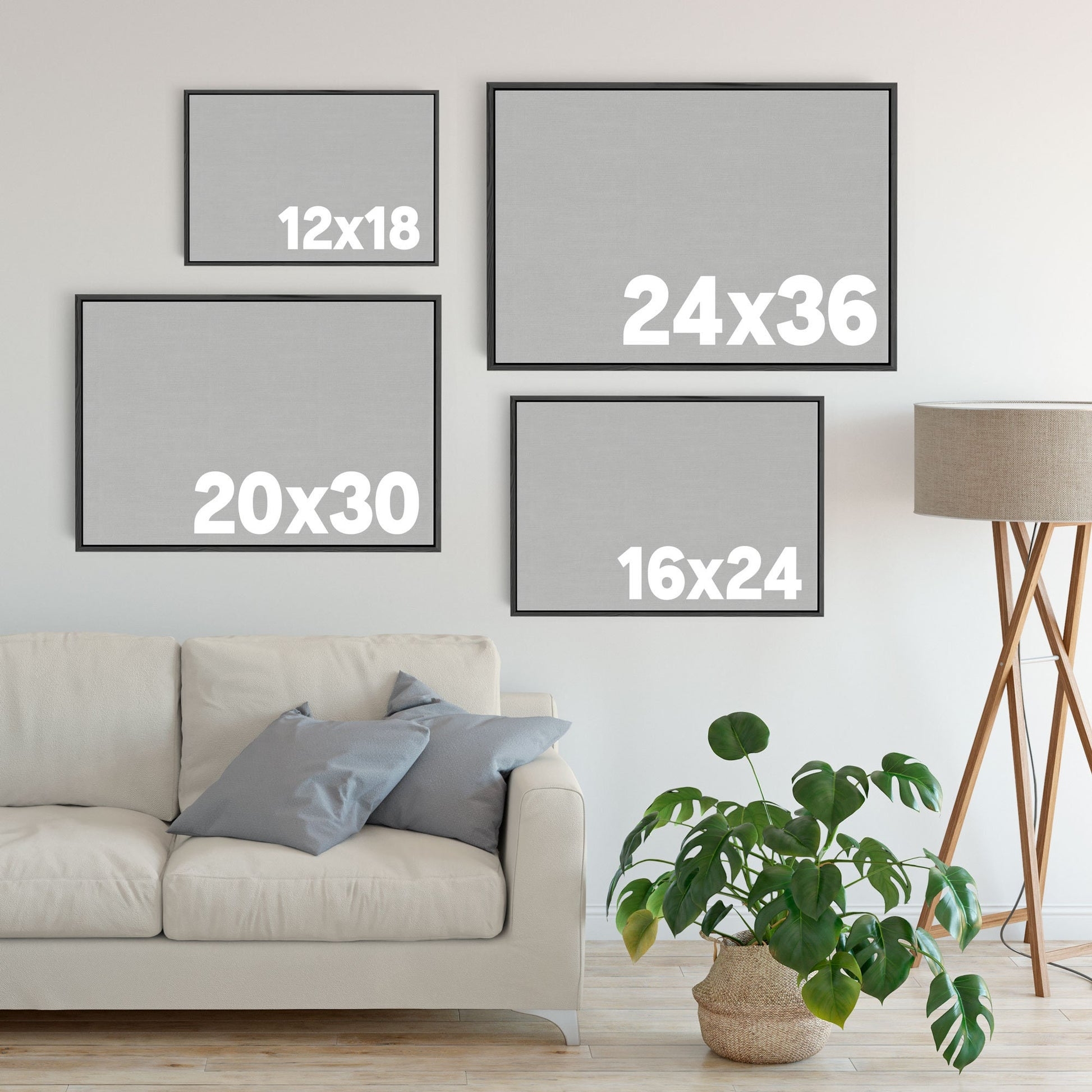 Wall Art Set Multi Size Thin Black Frames Minimalist Gallery Set