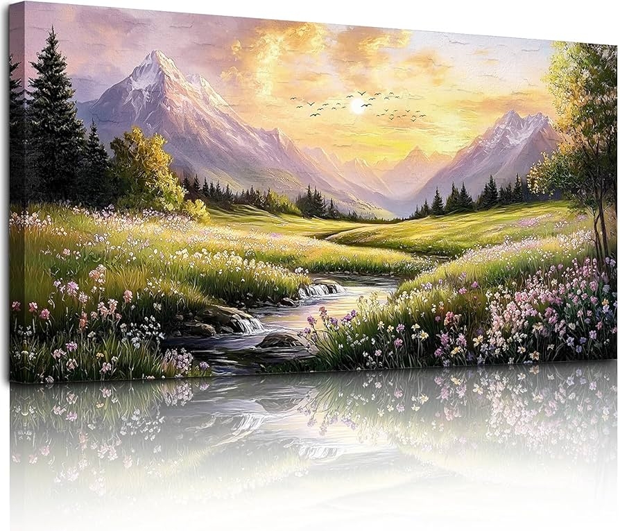 Wall Art Snow Capped Mountains Mountain Landscape Canvas