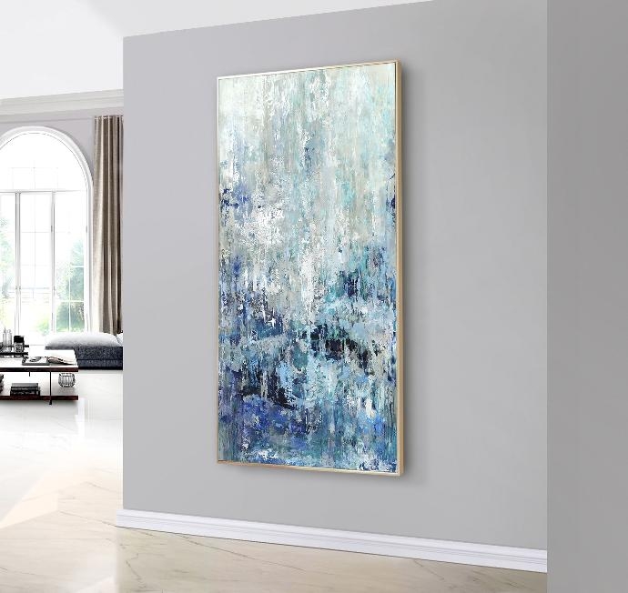 Wall Art Textured Abstract Oversized Blue Canvas Painting