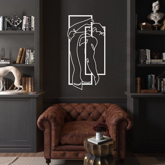Wall Art White Line Art Charcoal Backdrop Styling