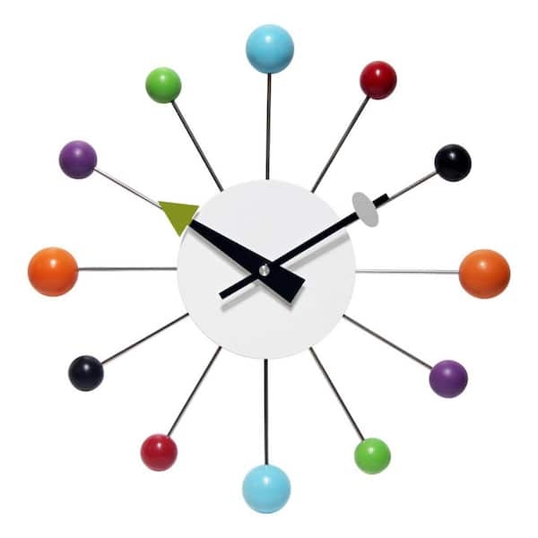 Wall Clock Colored Orb Markers Multicolored Orb Wall Clock