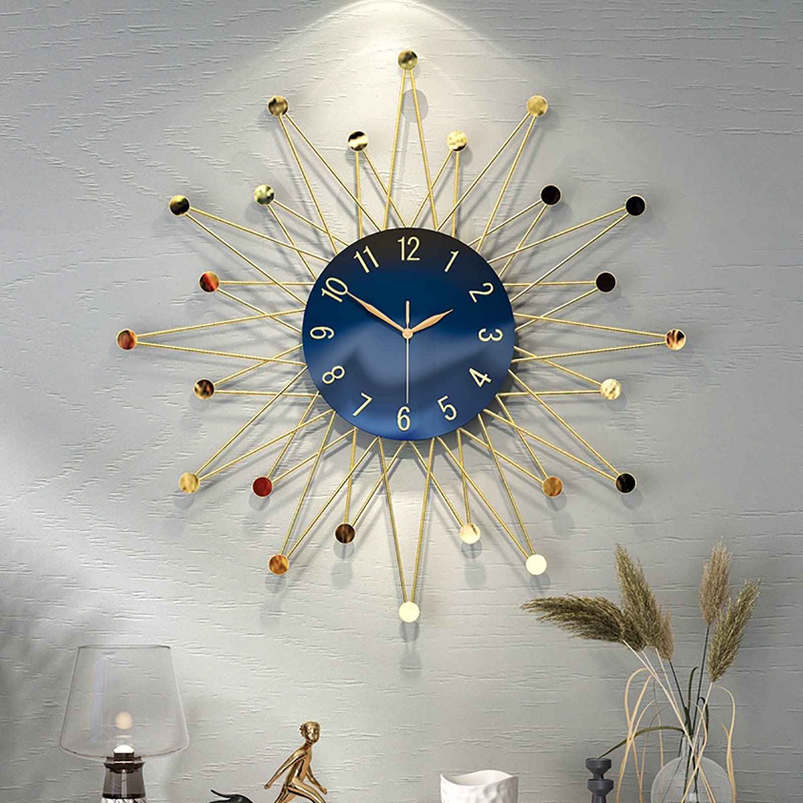 Wall Clock Navy Blue Dial Navy Blue Starburst Wall Art