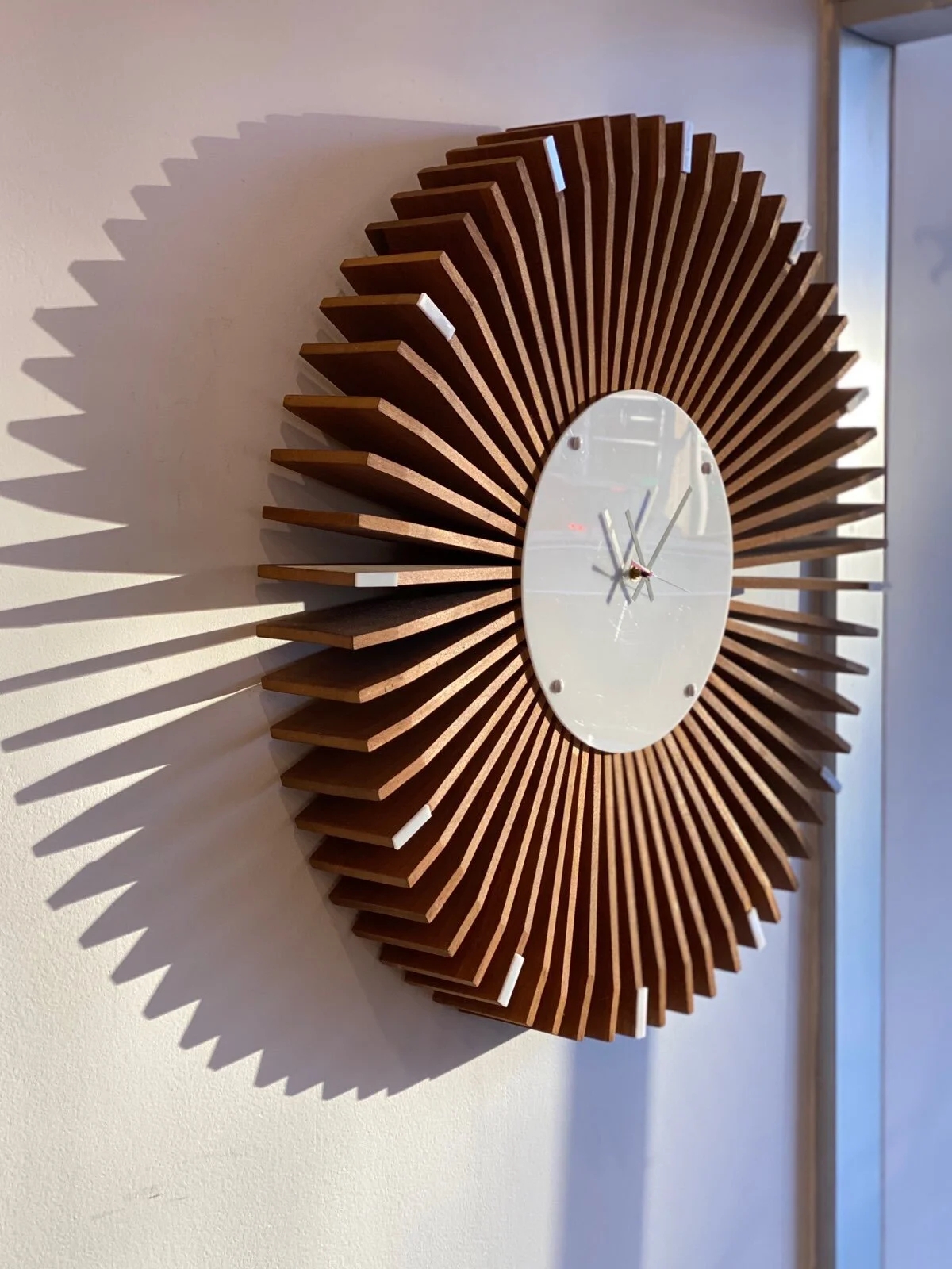 Wall Clock Radial Slats Dramatic Shadows 3D Starburst Wall Art