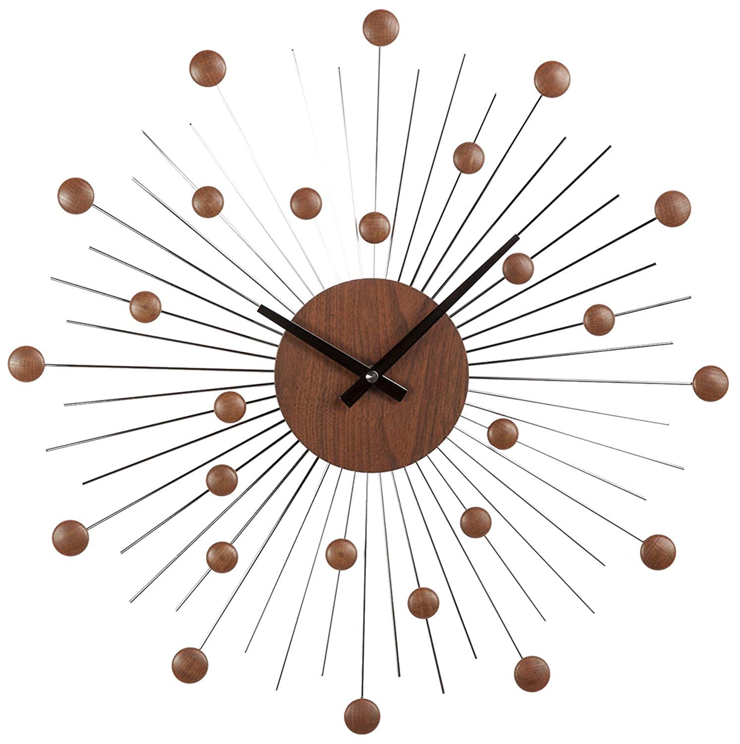 Wall Clock Wooden Spheres Atomic Sunburst Wall Clock