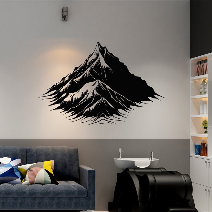 Wall Decal: High Contrast Graphic Mountain Peaks Salon Art