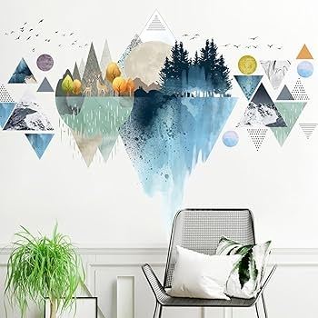 Wall Decal: Mountain Reflection Effect Nordic Landscape Mural