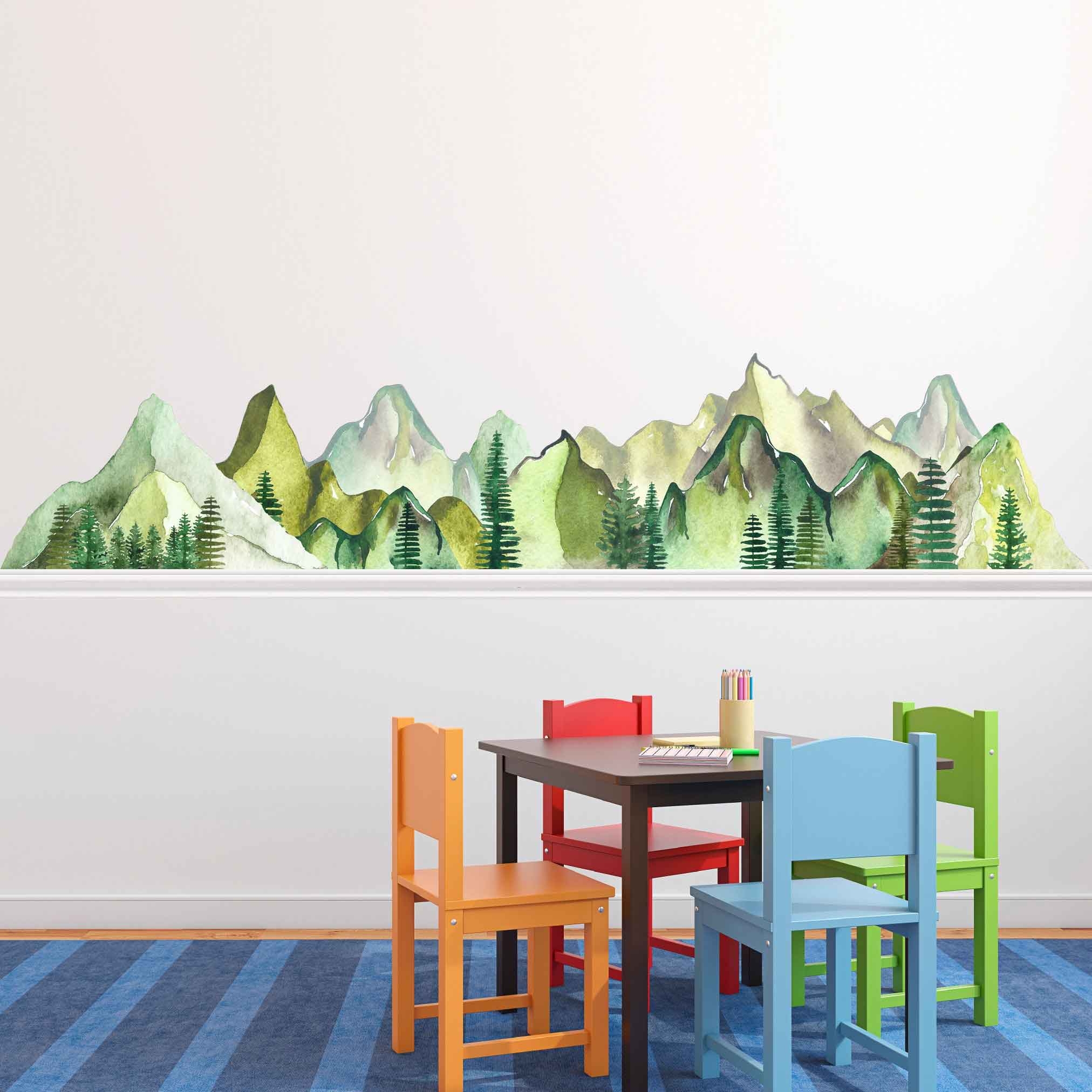 Wall Decal: Watercolor Texture Outdoor Themed Border Decal