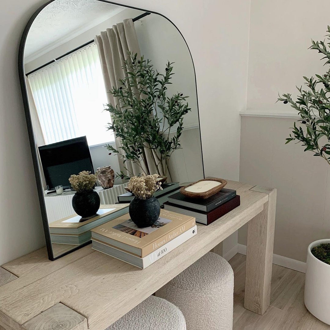 Wall Mirror Minimalist Profile Arched Black Frame
