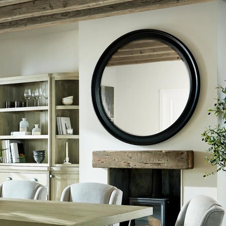 Wall Mirror Round Thick Circular Profile Black