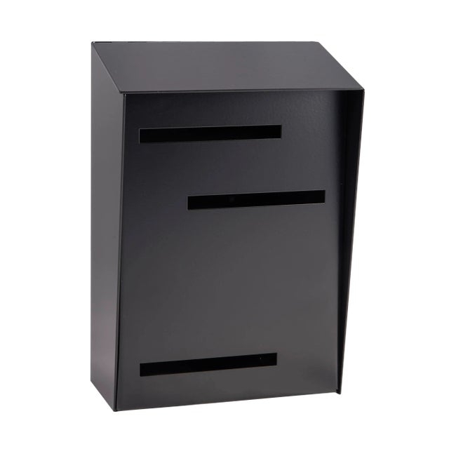 Wall Mount Mailbox Asymmetrical Slots Black Metal Lid