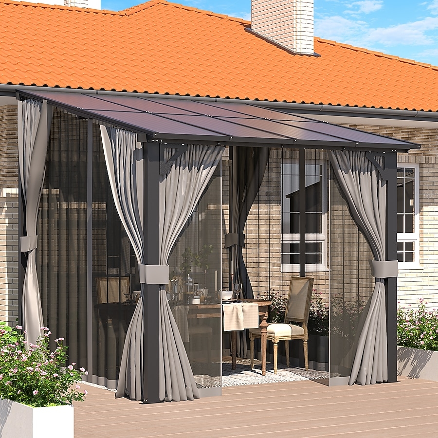 Wall Mounted Gazebo Integrated Netting Lean To Shelter