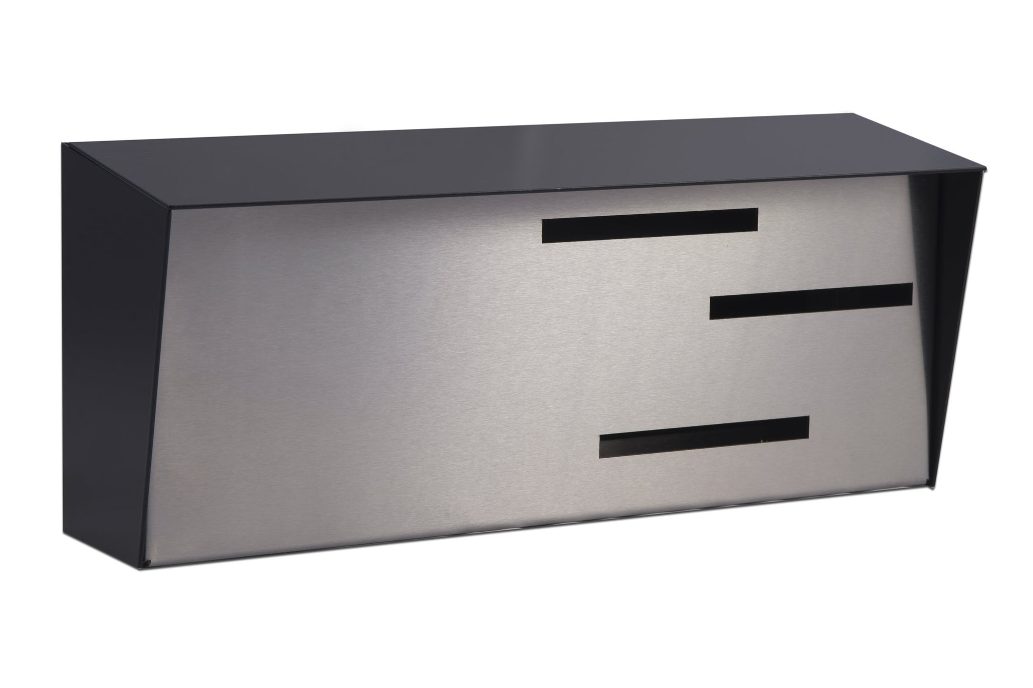 Wall Mounted Mailbox Staggered Cutouts Brushed Metal