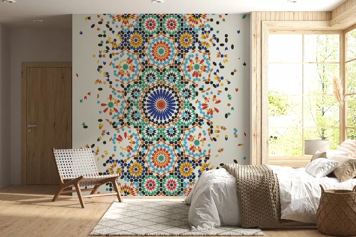 Wall Mural: Ethnic Pattern Bedroom Deconstructed Design