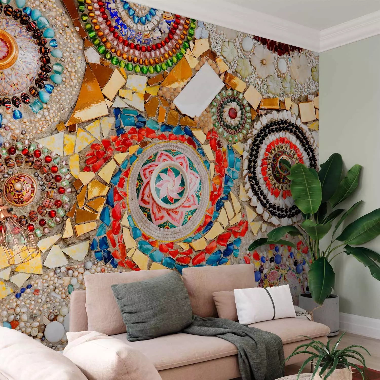 Wall Mural: Maximalist 3D Effect Mosaic Pattern Decor