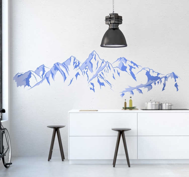 Wall Mural: Monochromatic Blue Palette Minimalist Kitchen Mural
