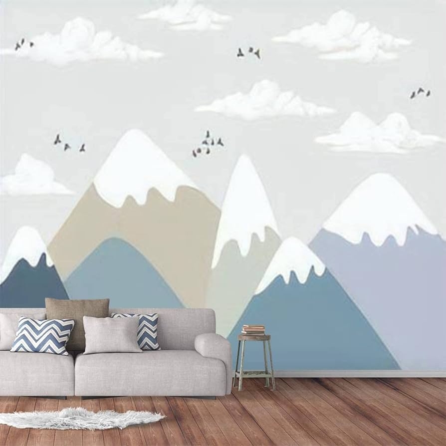 Wall Mural: Pastel Palette Mountain Theme Whimsical Landscape