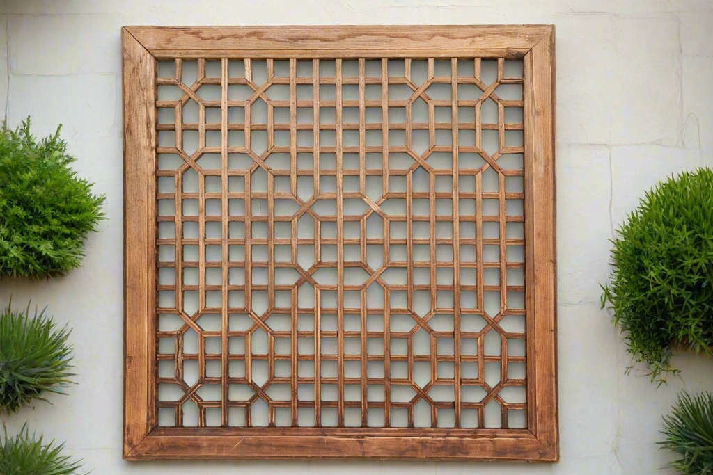 Wall Panel - Traditional Chinese Fretwork Pattern Wood Wall Art