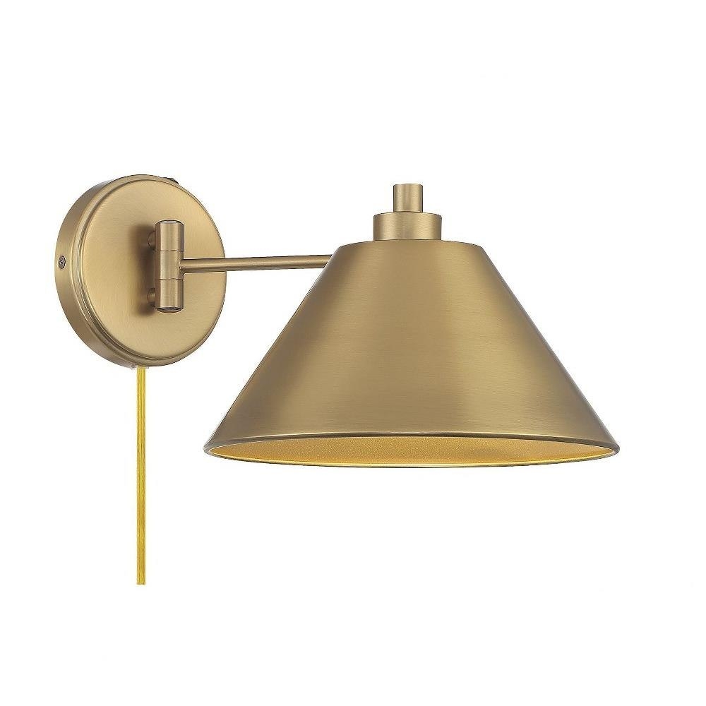 Wall Sconce Brushed Brass Finish with Cord Cover Rod