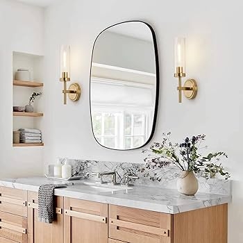 Wall Sconce: Brushed Brass Pair with Cylindrical Glass Shades