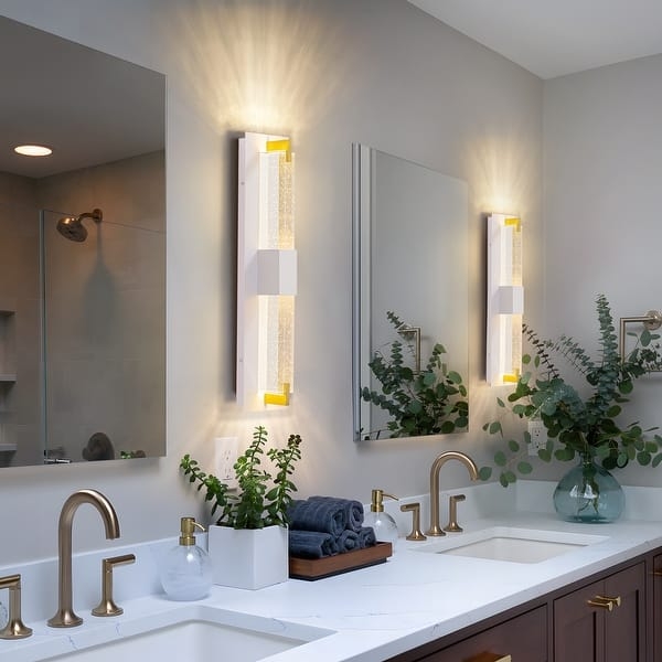 Wall Sconce: Bubble Crystal Glass with Brushed Gold Accents
