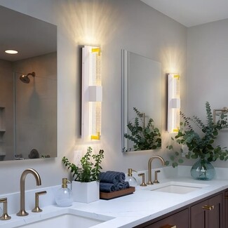 Wall Sconce: Bubble Crystal Glass with Brushed Gold Accents