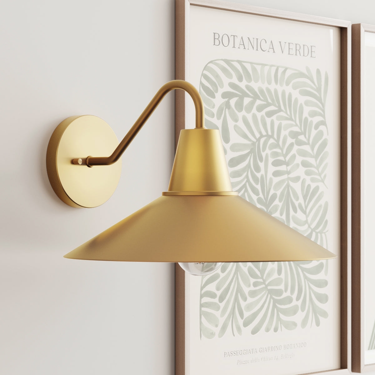 Wall Sconce Gooseneck Arm Conical Vintaged Brass Lamp
