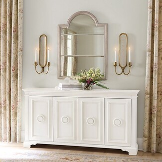 Wall Sconce: Mirrored Backplate with Antique Gold Double Arm