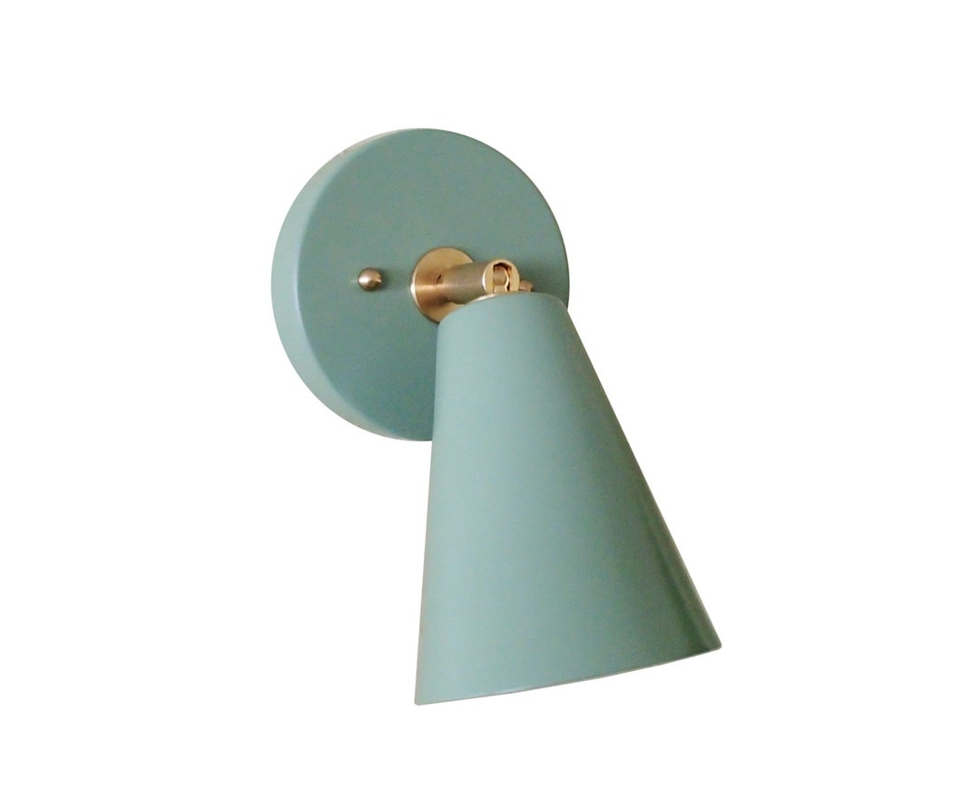 Wall Sconce Modern Seafoam Green Conical Swivel Lamp