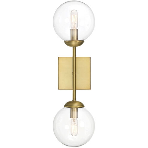 Wall Sconce Natural Brass Dual Globe Lighting Fixture