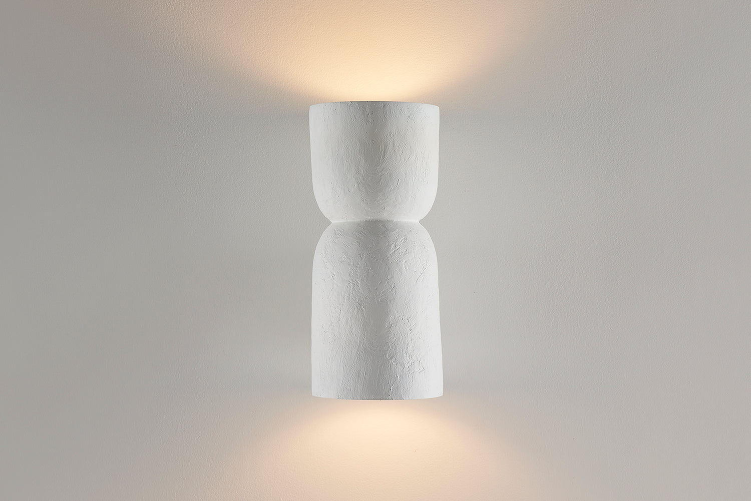 Wall Sconce Organic Plaster Hourglass Shape Matte White