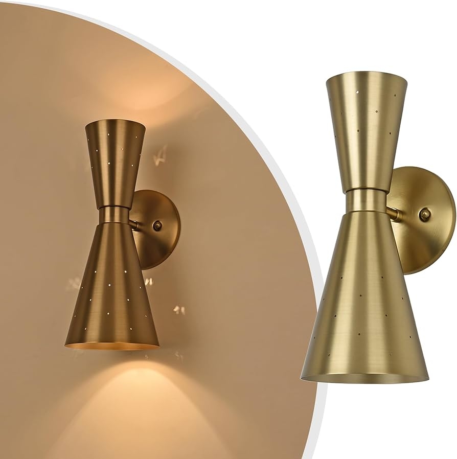 Wall Sconce Perforated Shades Hourglass Silhouette Gold