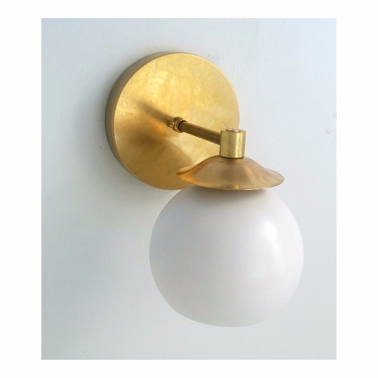 Wall Sconce Spherical Globe Frosted Glass Gold Accent