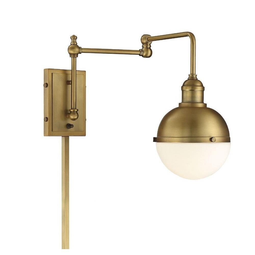 Wall Sconce Swing Arm Design Antique Brass Globe Diffuser